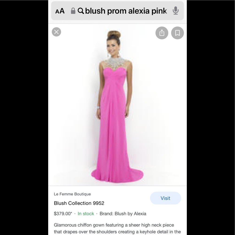 New NWT Blush Prom Alexia bright pink beaded long pageant gown dress 2